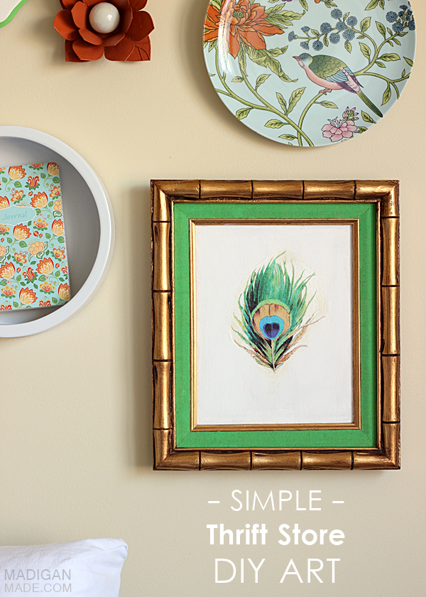 Simple DIY Thrift Store Wall Art Idea: paint over a frame and apply a vintage image