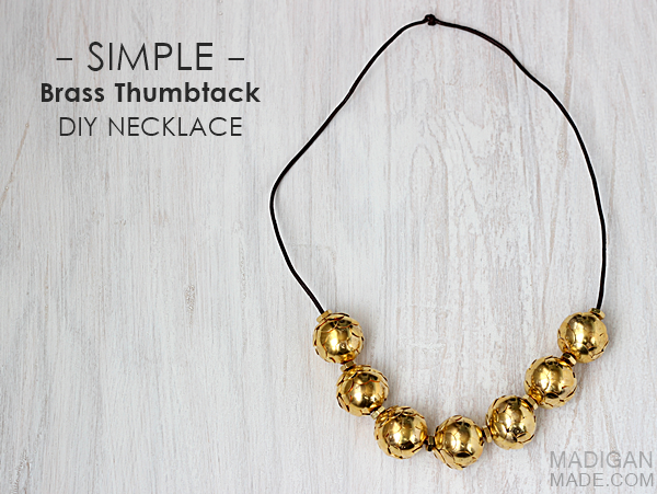 Simple brass thumbtack and hardware DIY necklace