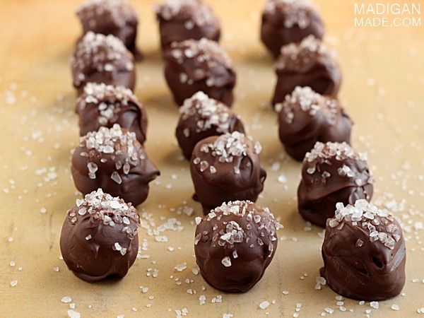 Dark chocolate sea salt OREO cookie balls #oreocookieballs