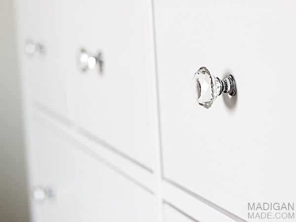 crystal drawer knobs on IKEA HEMNES dresser