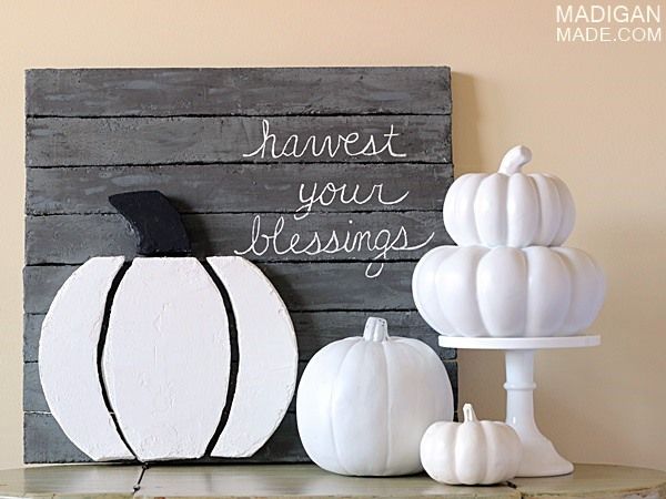 DIY pallet art using foam with harvest inspired quote