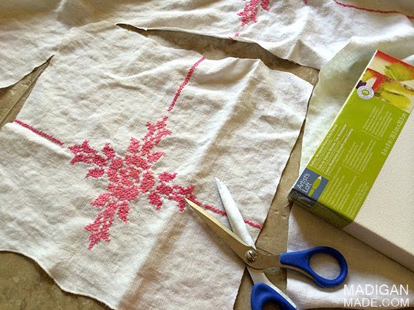 How to make DIY wall art with vintage fabric
