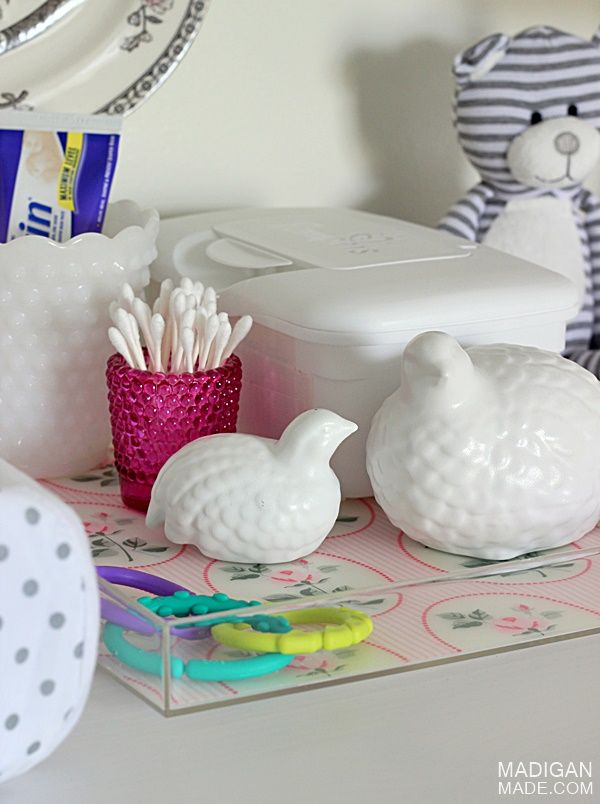 nursery changing table storage tray
