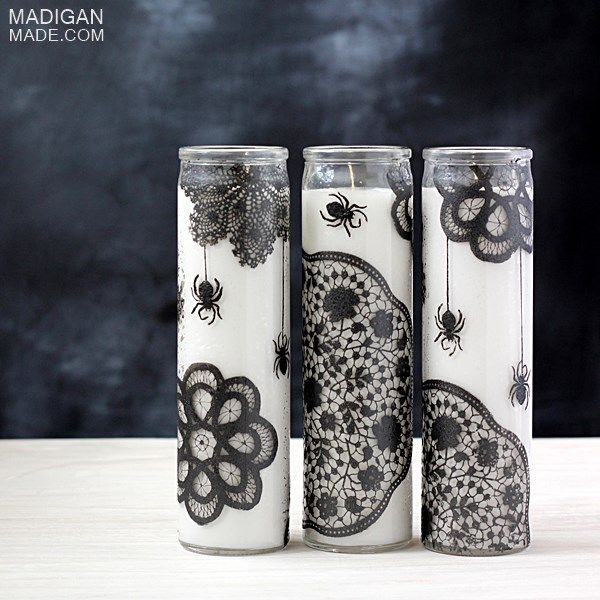Halloween painted glass candle craft
