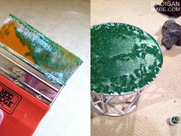 how to decoupage glitter to a table
