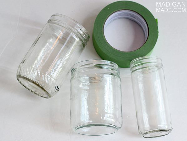 how to paint jars with glitter - supplies