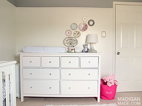 IKEA HEMNES dresser as a changing table area