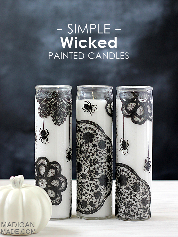 Simple pretty (yet wicked) painted glass candles
