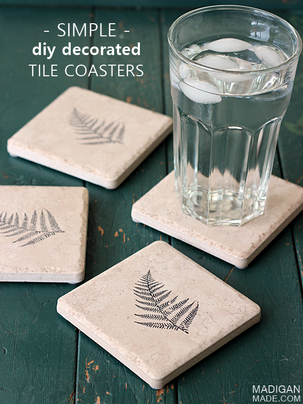Super easy DIY coasters made from tile (these would make great handmade gifts)