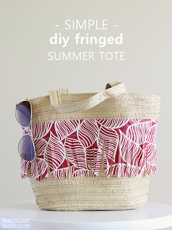 How to make a DIY summer straw tote with fabric fringe