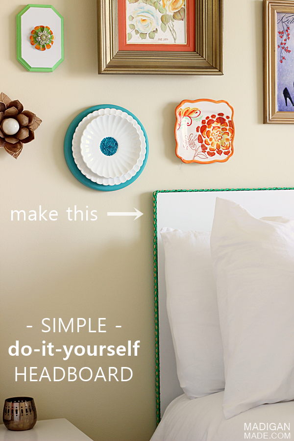 Simple DIY headboard idea - if you can hang a picture, you can make this headboard!
