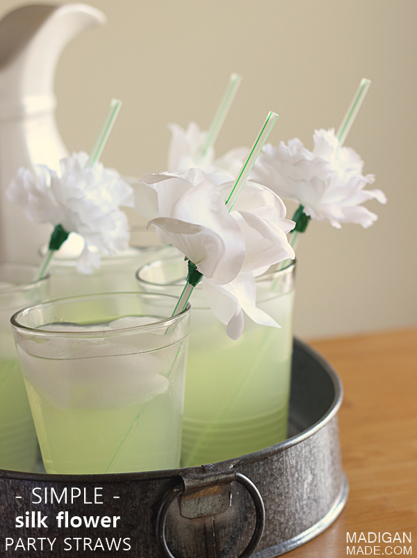 DIY Artificial Silk Flower Party Straws