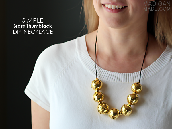 DIY necklace from thumbtacks and brass hardware
