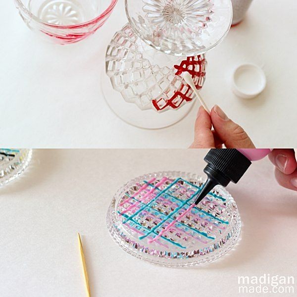glass paint tips: use toothpicks and cotton swabs