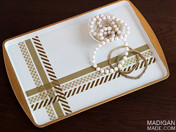 Make a pretty tray from a cookie sheet. Step-by-step tutorial.