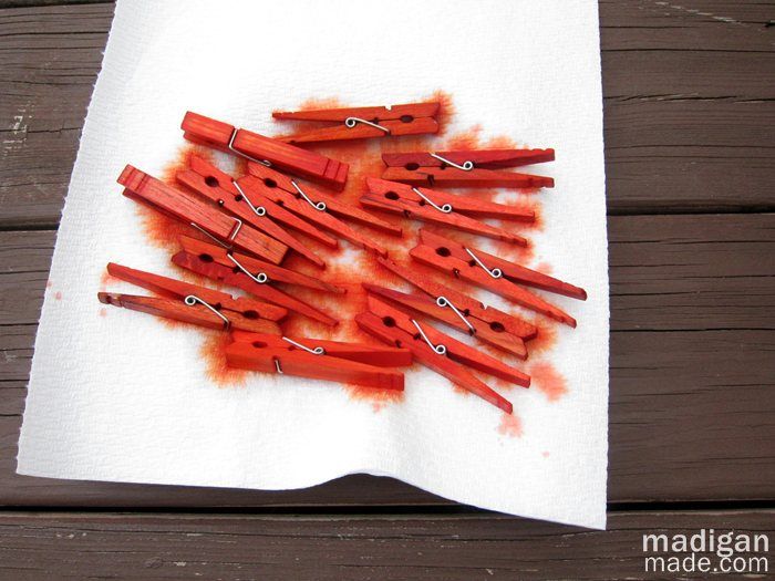 how to dye clothespins with fabric dye
