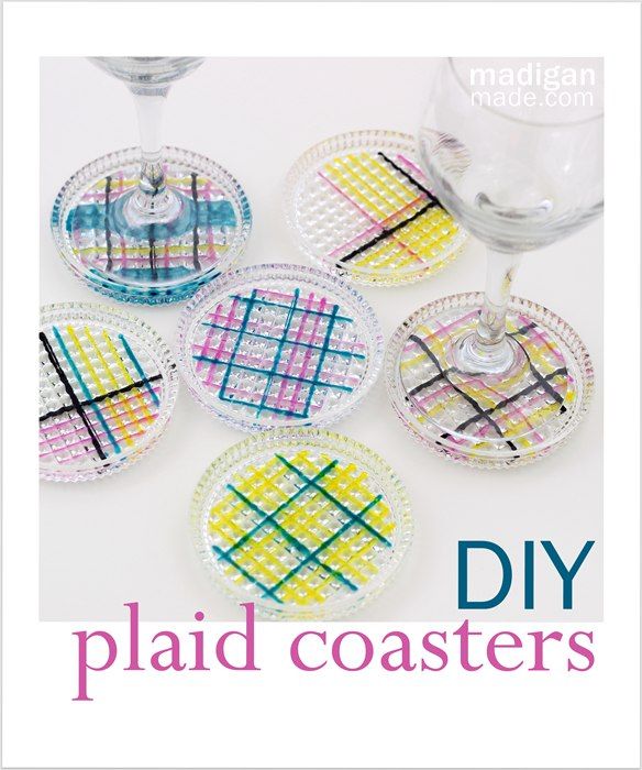 A simple way to make plaid painted glass coasters