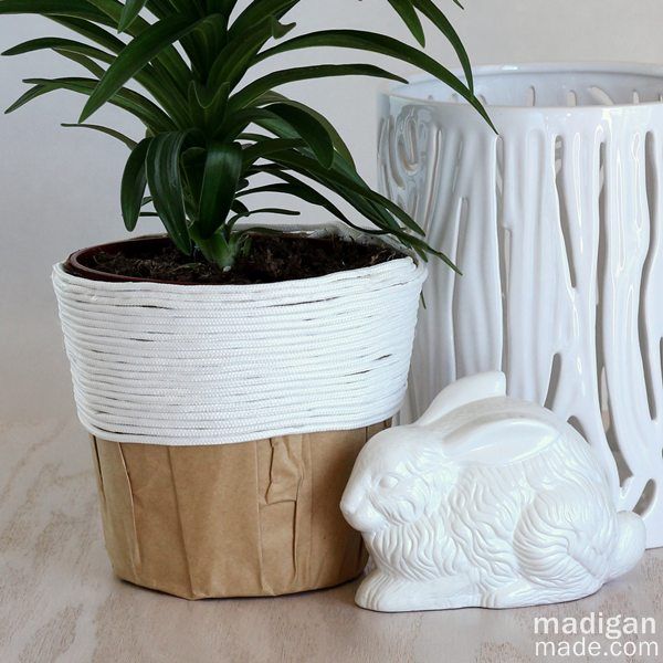 easy craft and gift idea: rope covered plant container