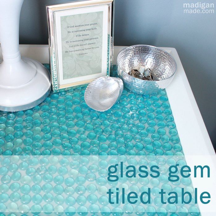 blue glass gem table