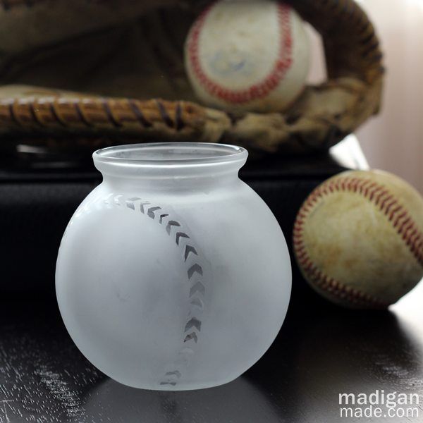 frosted glass craft: make a diy baseball vase
