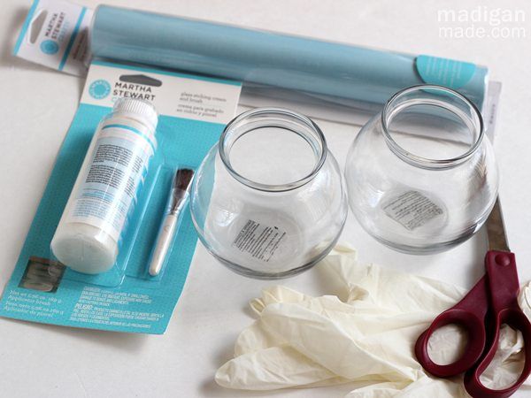 how to etch glass vases: supplies
