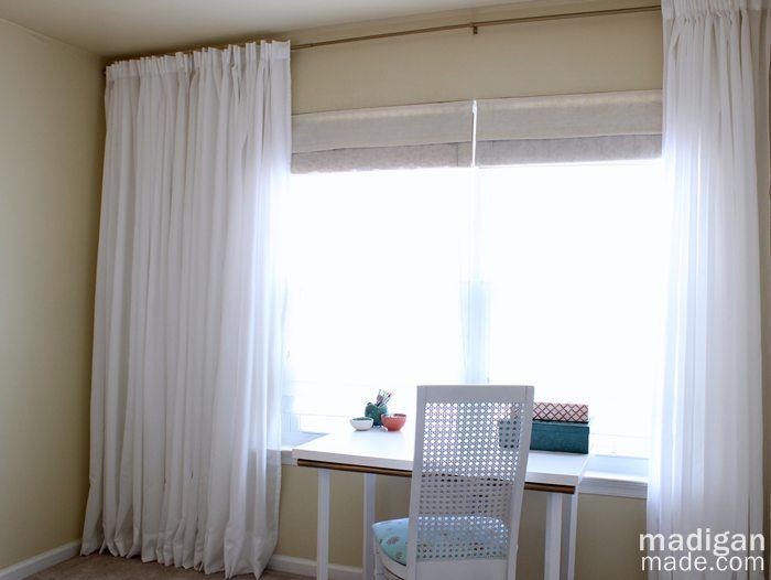Great tip: simple solution to create a long curtain rod - madiganmade.com