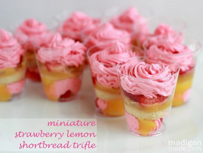 mini strawberry lemon desserts in shot glasses 