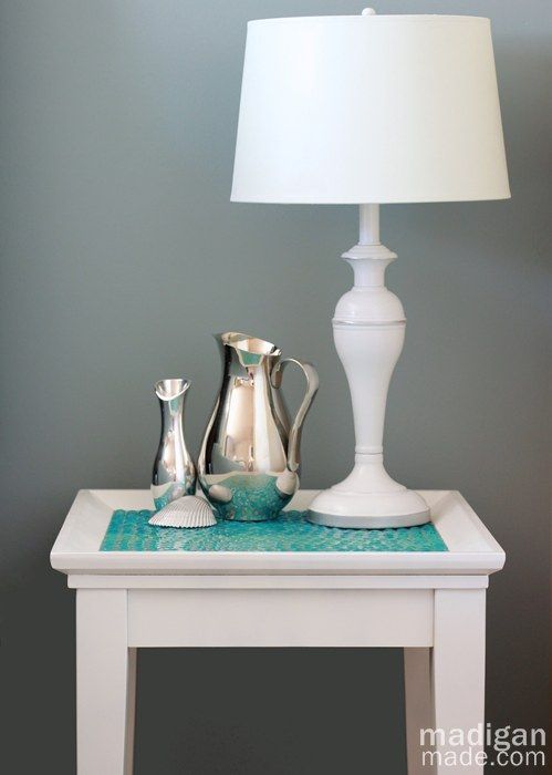 beachy, painted and tiled side table 