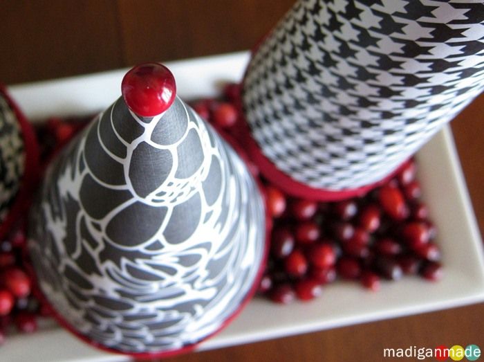 paper cone tree craft with red berries