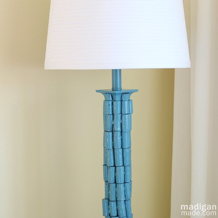 Painted Lamp Makeover with Wine Corks  