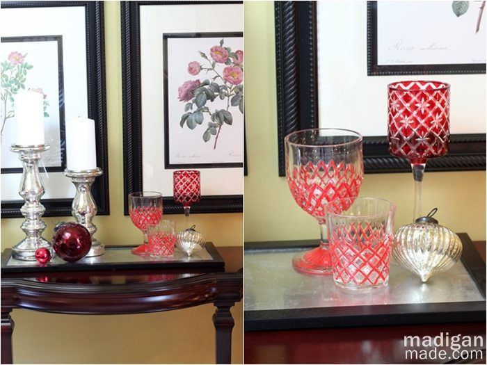 red and silver decor - part of the holiday home tour at madiganmade.com