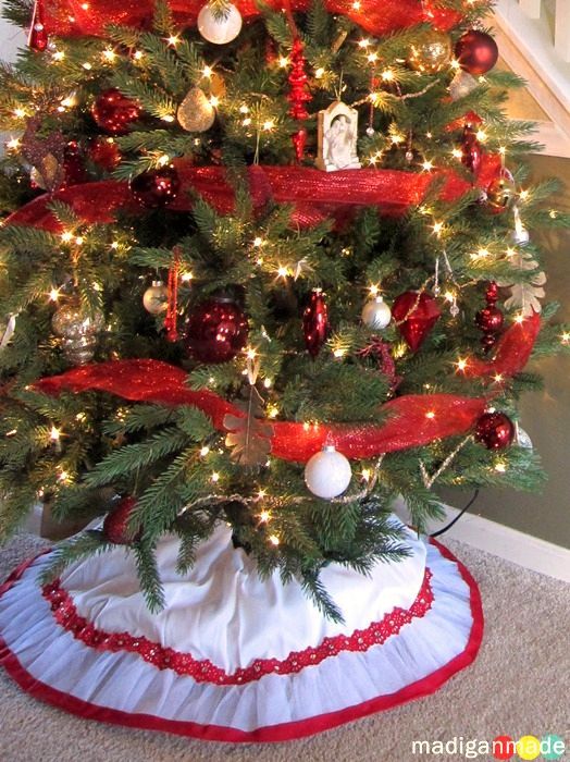 red and white tree skirt