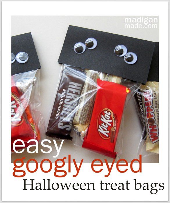 A simple, googly-eyed craft for Halloween treats - directions at madiganmade.com