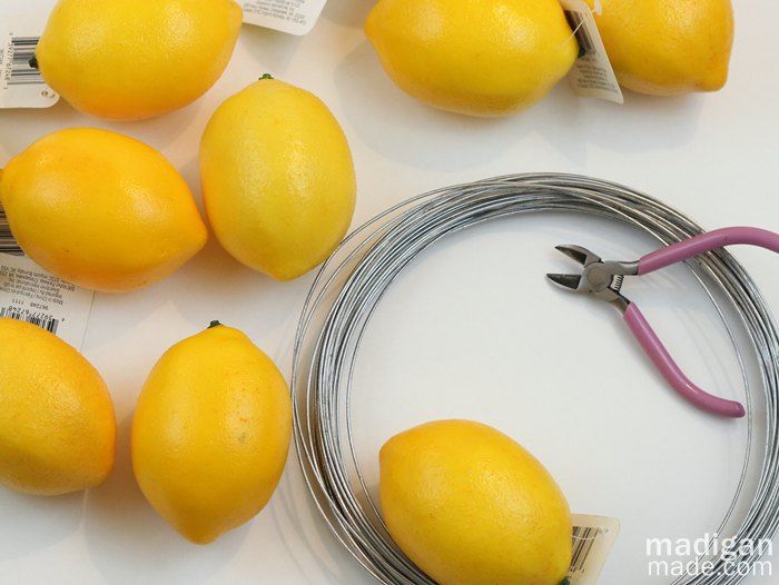 how to make a wreath from faux lemons