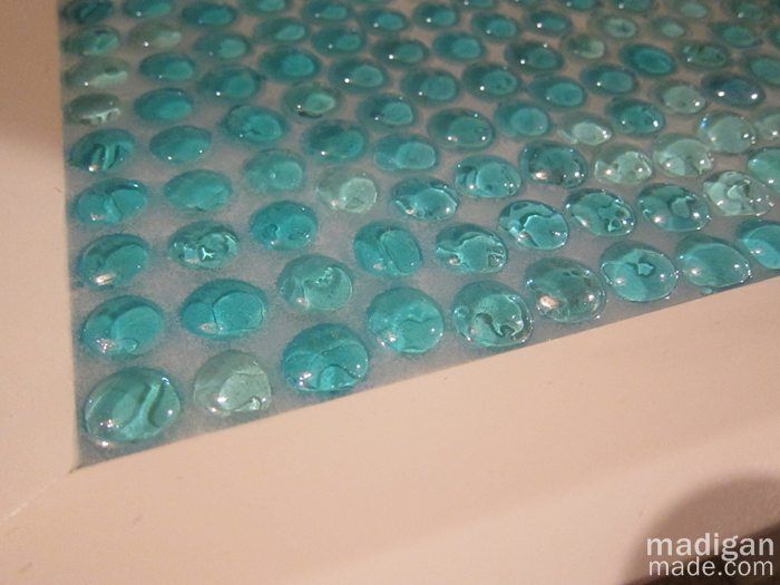 resin to  tile with glass gems