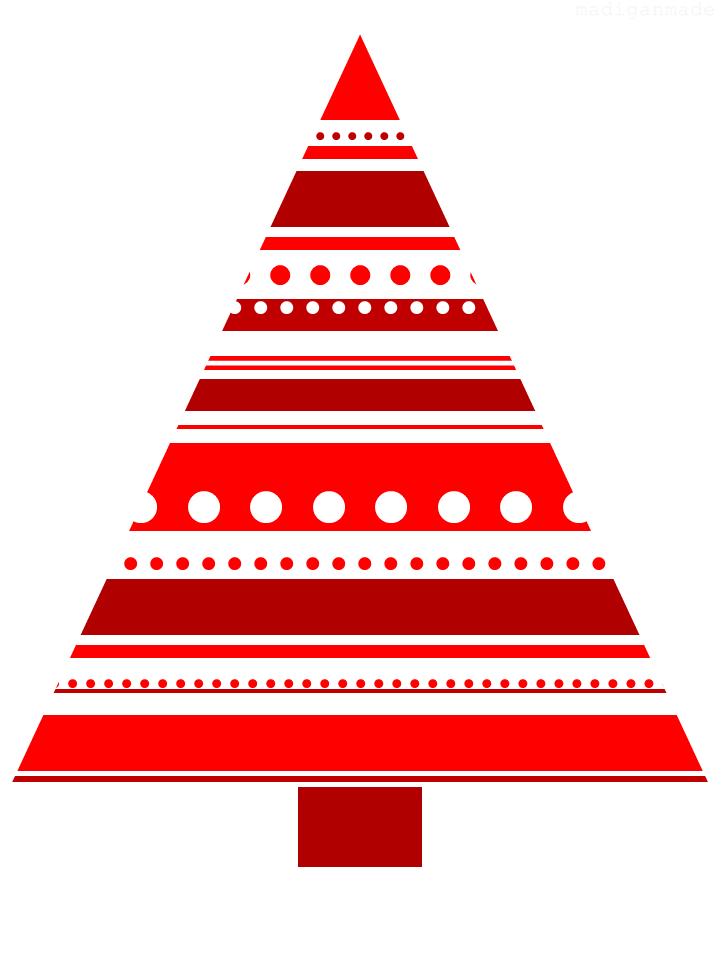 red and white christmas tree print