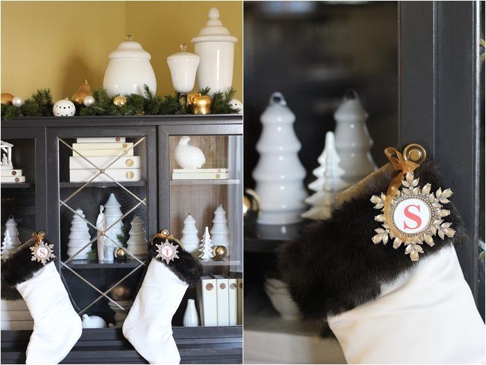 Christmas china cabinet decor - part of the holiday home tour at madiganmade.com