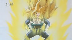Gohan, enraged by the continuing appearance of the time stamp in the screencaps, finally becomes a Super Saiyan. 