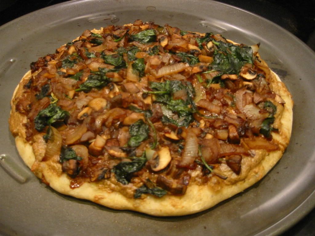 carmelized onion spinach pizza