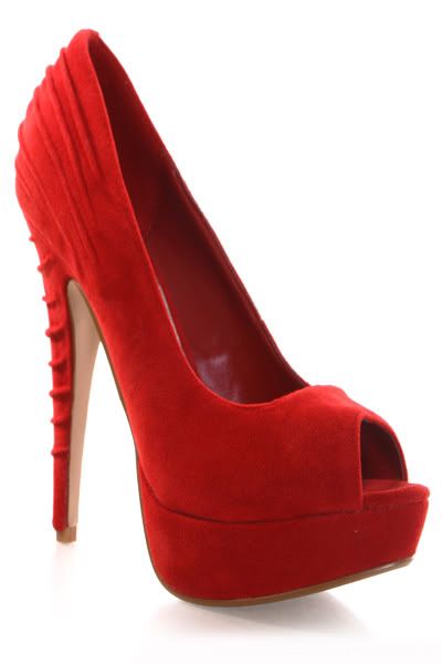 Wedding Shoes Heel on Atvamp Online Store  Suede Peep Toe Heels Red