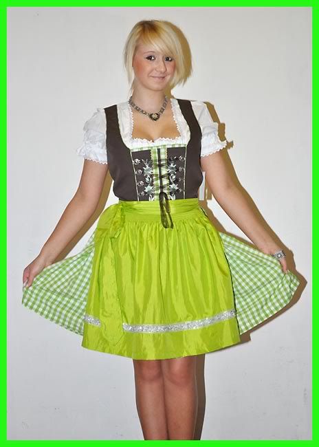 Dirndl Mini Landhausstil 3 tlg Bayern Trachtenkleid Kiwi Gr n Jenny eBay