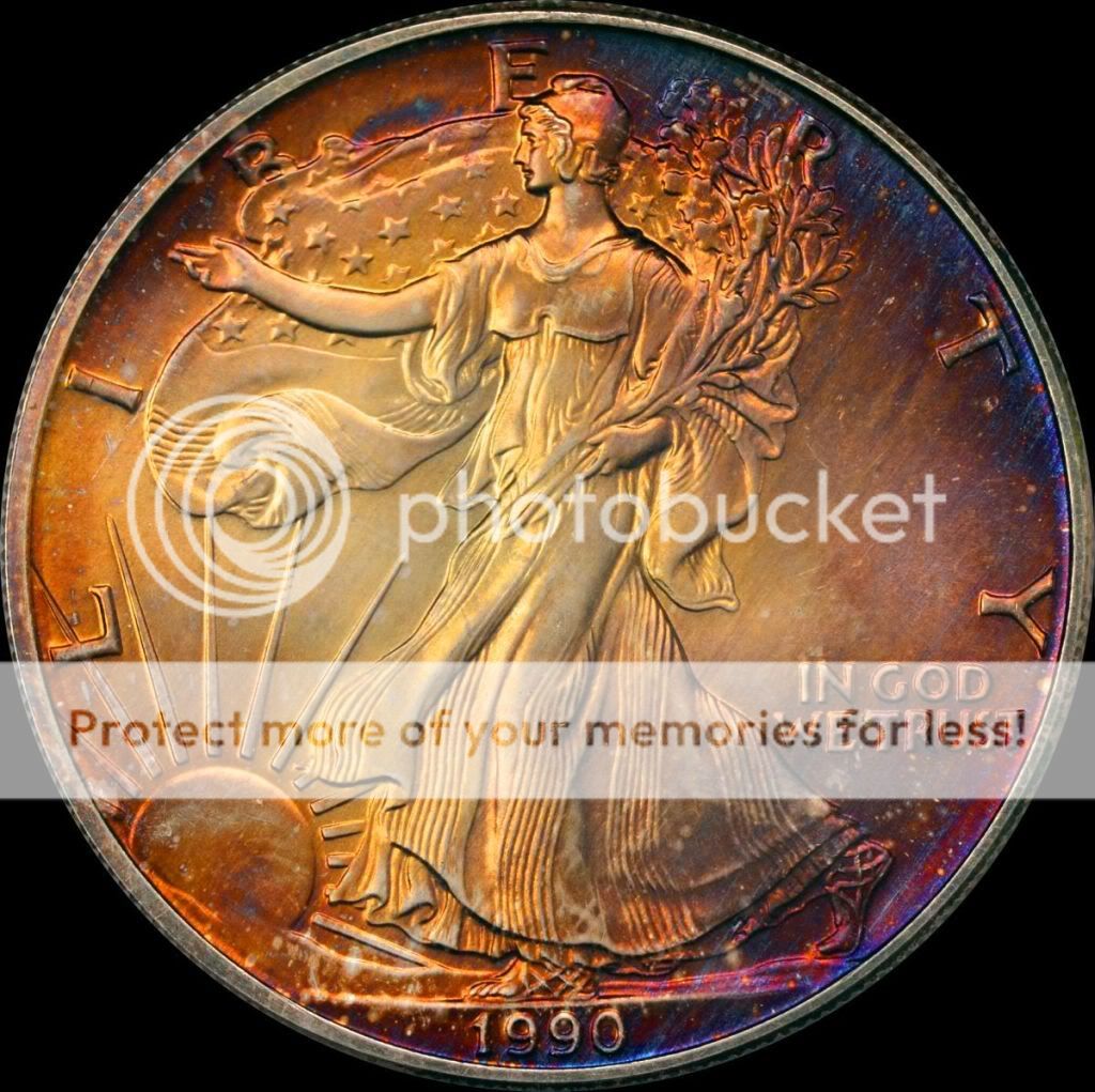 1990 Silver American Dollar Coin Eagle 1 oz AMAZING TONING  