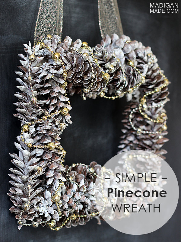 How to make a simple silver and gold pinecone wreath