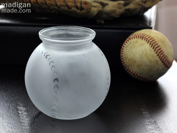 etched baseball vase