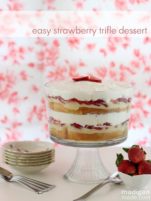 simple trifle dessert with strawberries