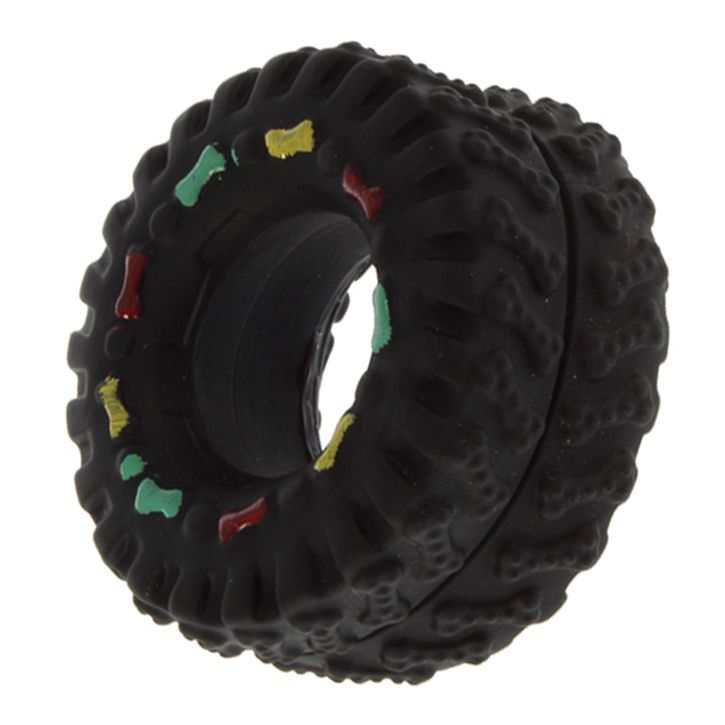 Pet Dog Cat Animal Chews Squeaky Sound Rubber Tire Shape