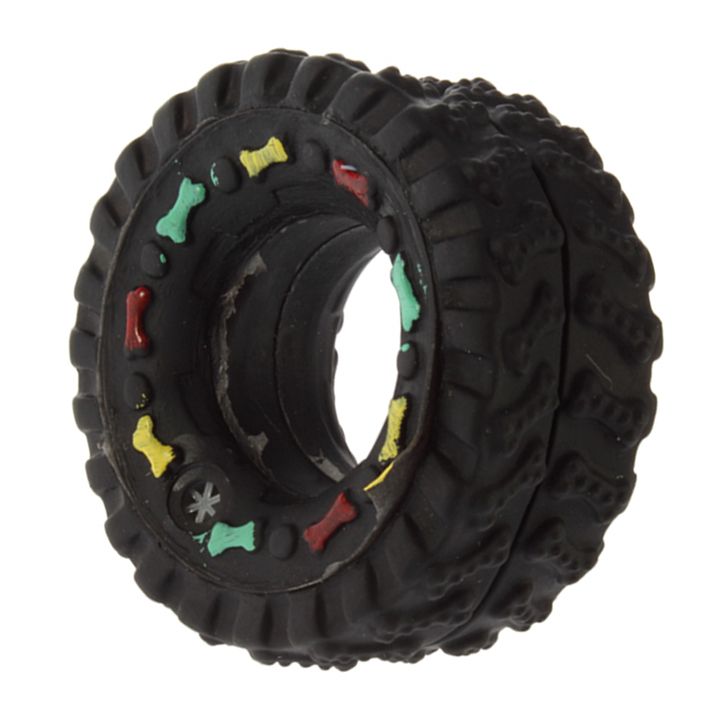 Pet Dog Cat Animal Chews Squeaky Sound Rubber Tire Shape