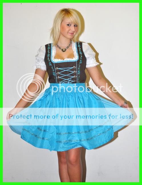 Dirndl Mini Landhausmode 3tlg türkis Trachtenkleid Gr36